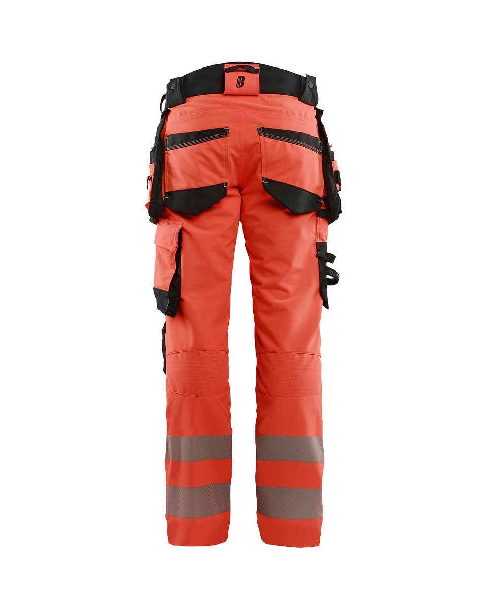 Blåkläder 1122 High Vis werkbroek 4-weg stretch met afneembare gereedschapszakken - High Vis Rood/Zwart