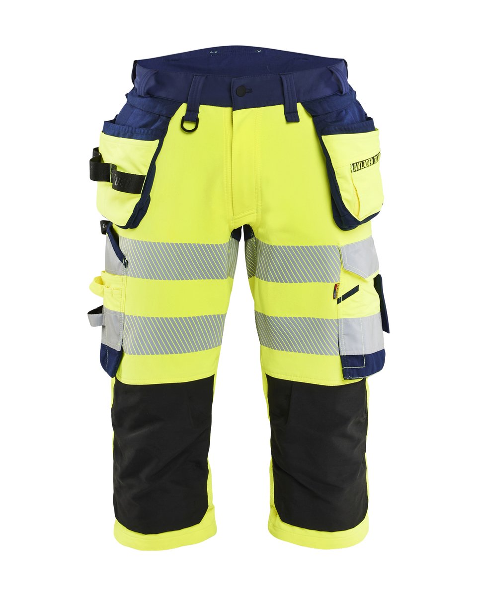 Blåkläder 1123 High Vis piraatbroek 4-weg stretch met gereedschapzakken - High Vis Geel/Marineblauw