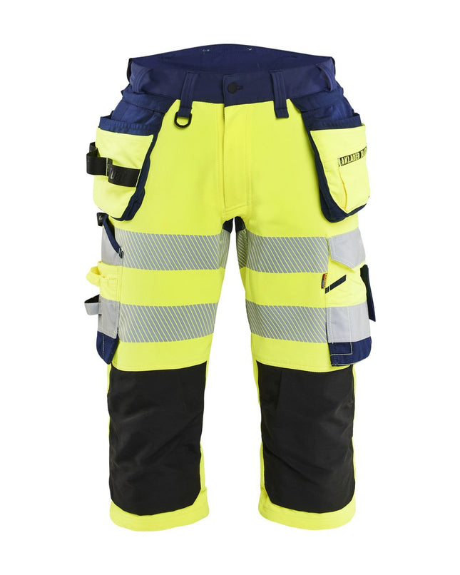 Blåkläder 1123 High Vis piraatbroek 4-weg stretch met gereedschapzakken - High Vis Geel/Marineblauw
