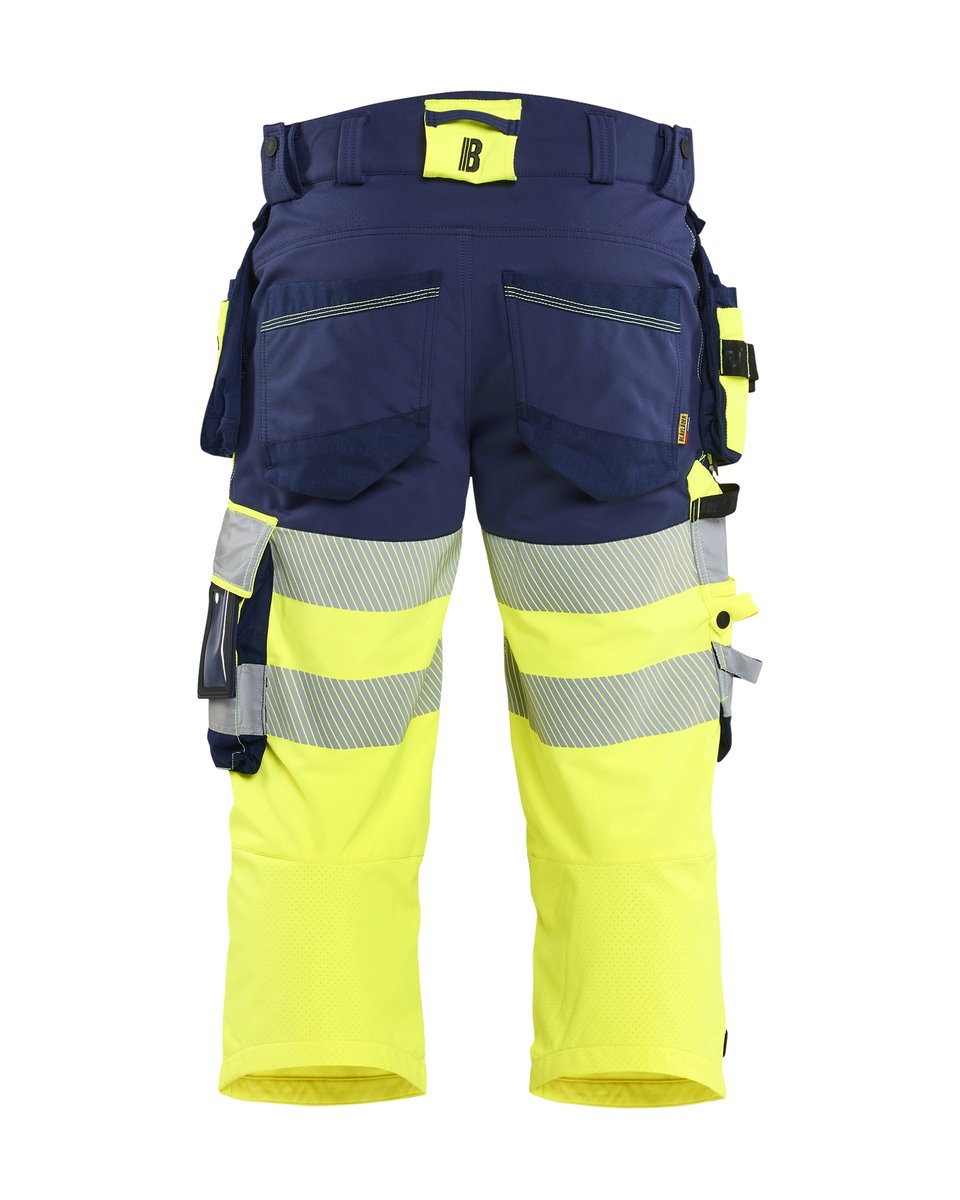 Blåkläder 1123 High Vis piraatbroek 4-weg stretch met gereedschapzakken - High Vis Geel/Marineblauw