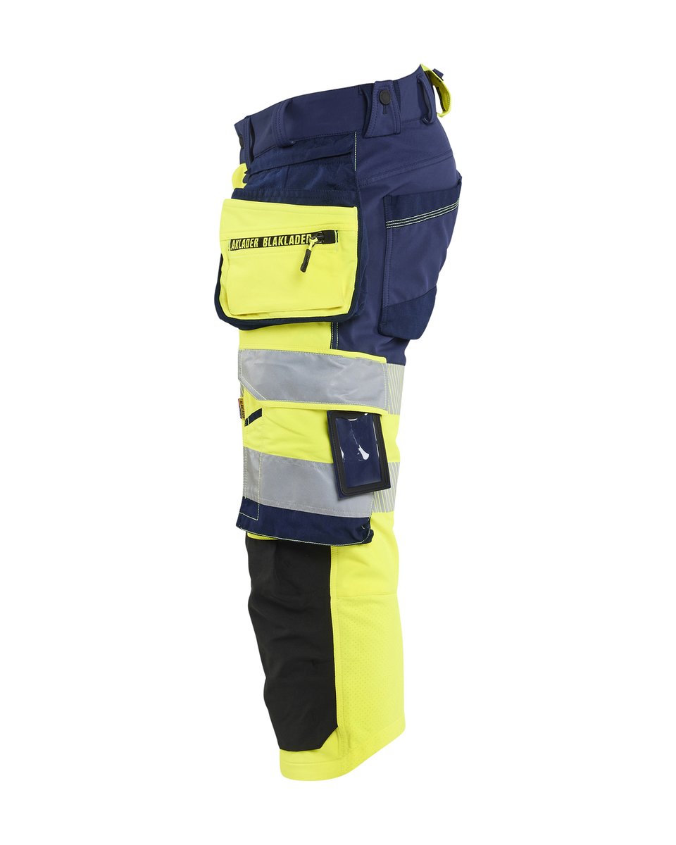 Blåkläder 1123 High Vis piraatbroek 4-weg stretch met gereedschapzakken - High Vis Geel/Marineblauw