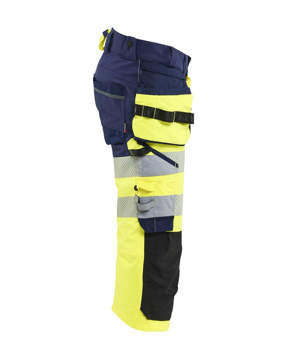 Blåkläder 1123 High Vis piraatbroek 4-weg stretch met gereedschapzakken - High Vis Geel/Marineblauw