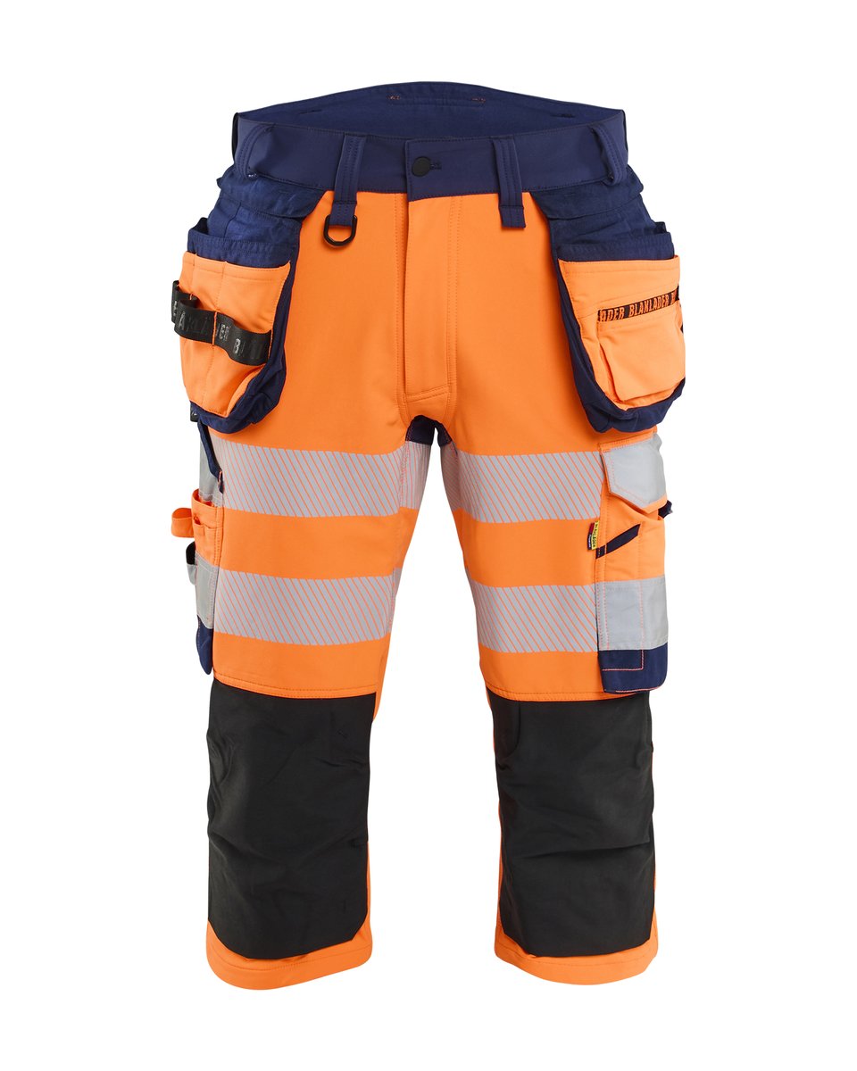 Blåkläder 1123 High Vis piraatbroek 4-weg stretch met gereedschapzakken - High Vis Oranje/Marineblauw