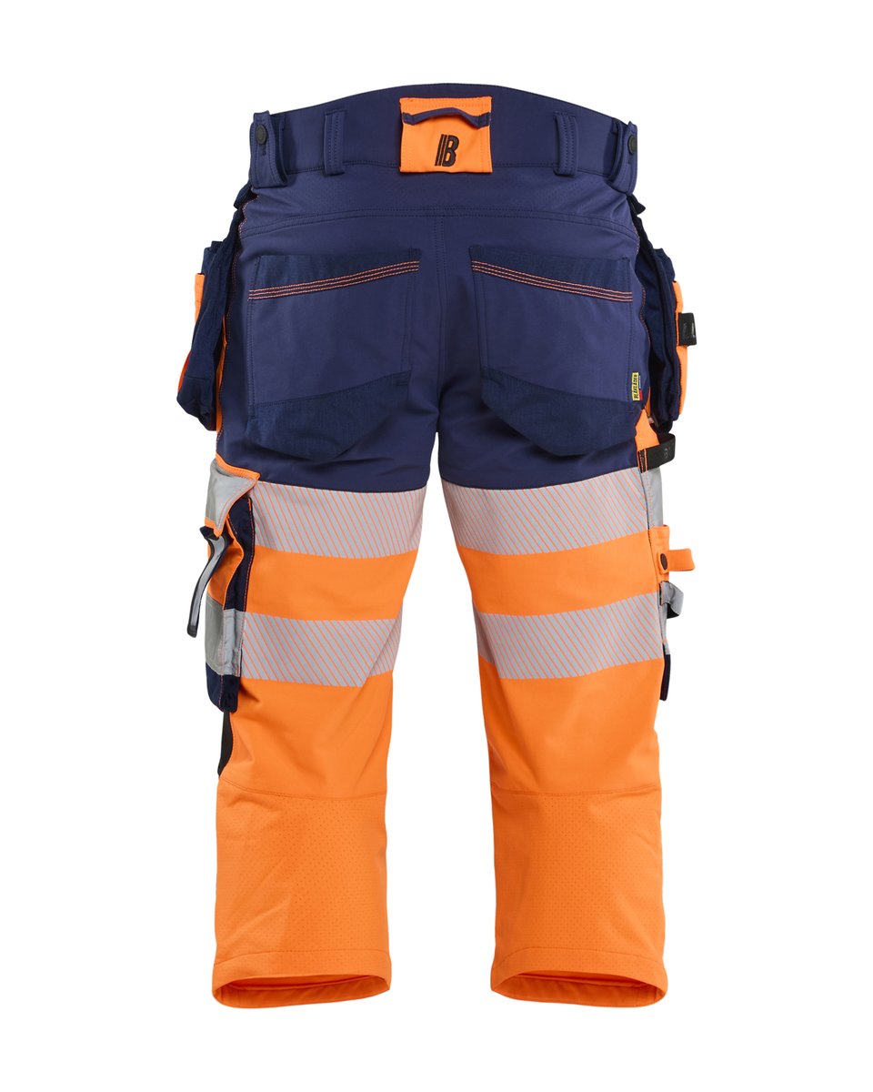 Blåkläder 1123 High Vis piraatbroek 4-weg stretch met gereedschapzakken - High Vis Oranje/Marineblauw