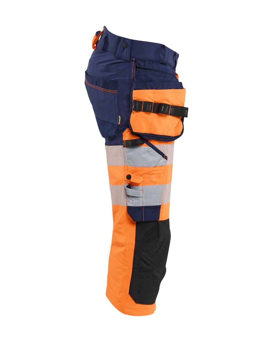 Blåkläder 1123 High Vis piraatbroek 4-weg stretch met gereedschapzakken - High Vis Oranje/Marineblauw