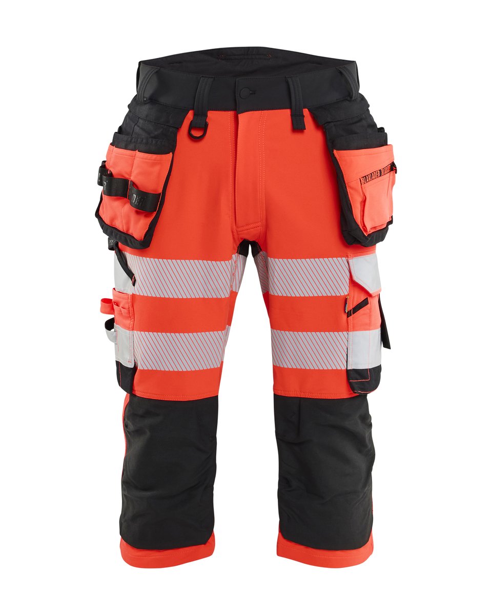 Blåkläder 1123 High Vis piraatbroek 4-weg stretch met gereedschapzakken - High Vis Rood/Zwart