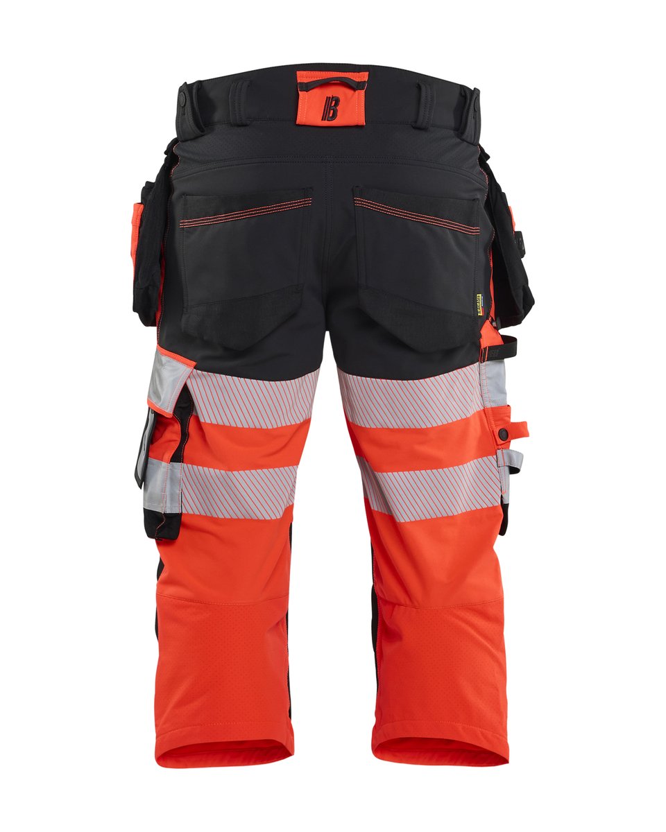 Blåkläder 1123 High Vis piraatbroek 4-weg stretch met gereedschapzakken - High Vis Rood/Zwart