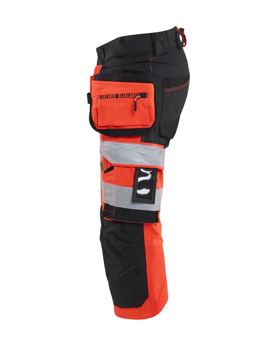 Blåkläder 1123 High Vis piraatbroek 4-weg stretch met gereedschapzakken - High Vis Rood/Zwart