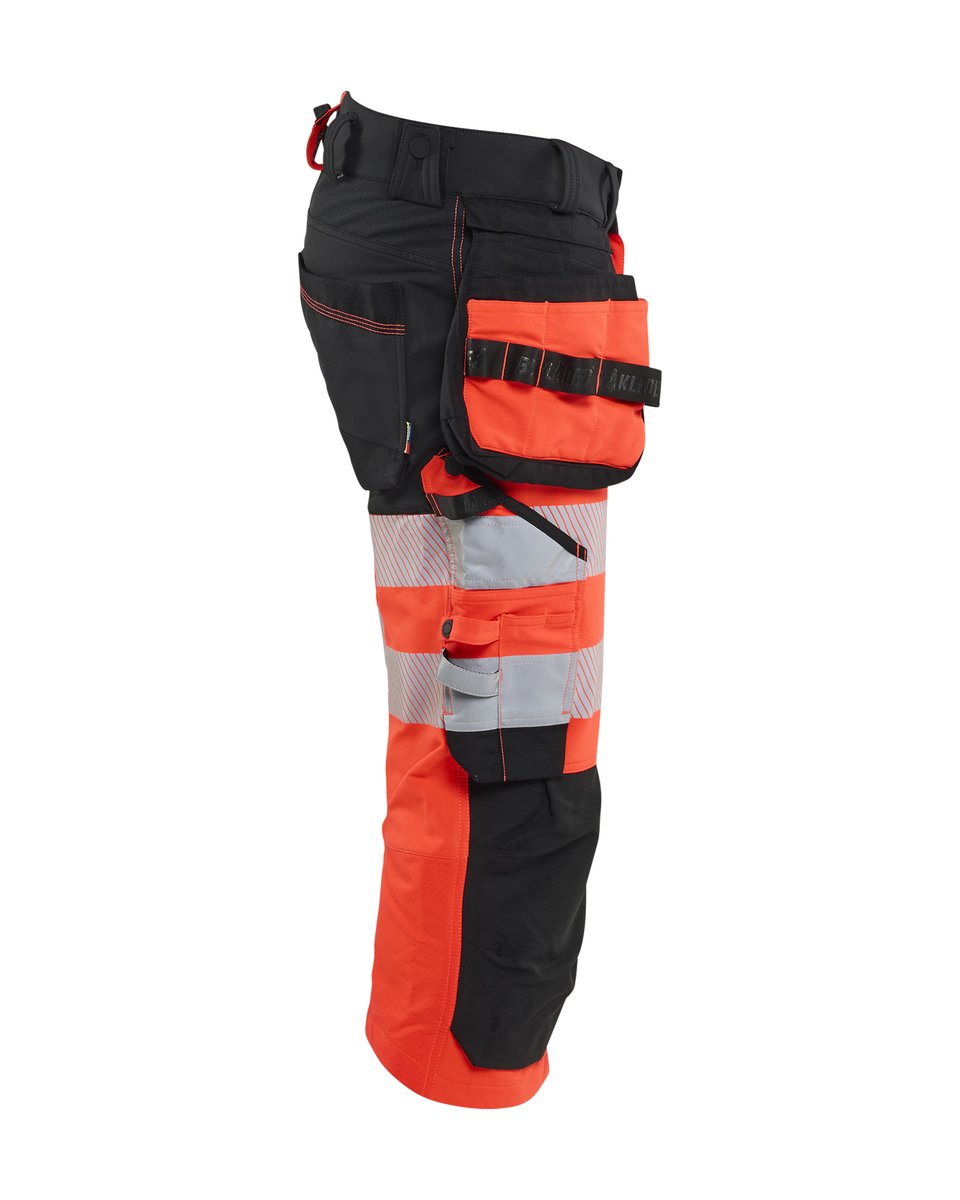 Blåkläder 1123 High Vis piraatbroek 4-weg stretch met gereedschapzakken - High Vis Rood/Zwart