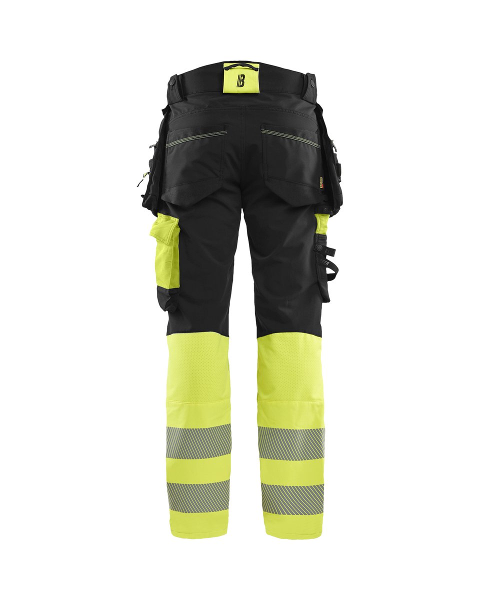 Blåkläder 1125 High Vis werkbroek 4-weg stretch met afneembare gereedschapszakken - Zwart/High Vis Geel
