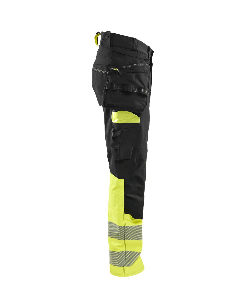 Blåkläder 1125 High Vis werkbroek 4-weg stretch met afneembare gereedschapszakken - Zwart/High Vis Geel