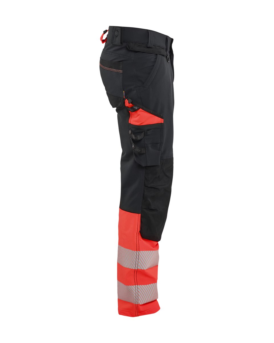 Blåkläder 1126 High Vis werkbroek 4-weg stretch - Zwart/High Vis Rood