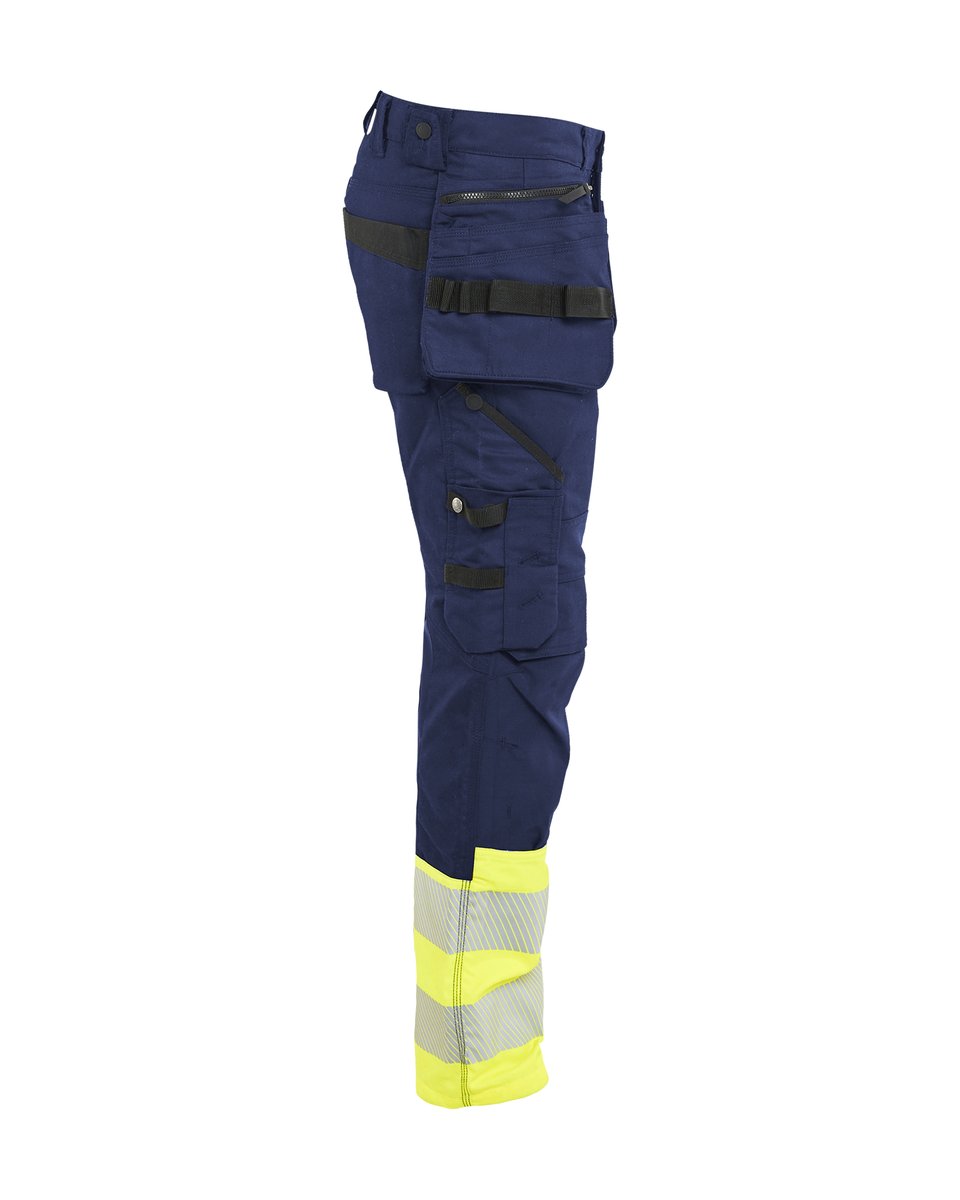 Blåkläder 1130 High Vis Werkbroek Stretch met gereedschapzakken - Marine/High Vis Geel