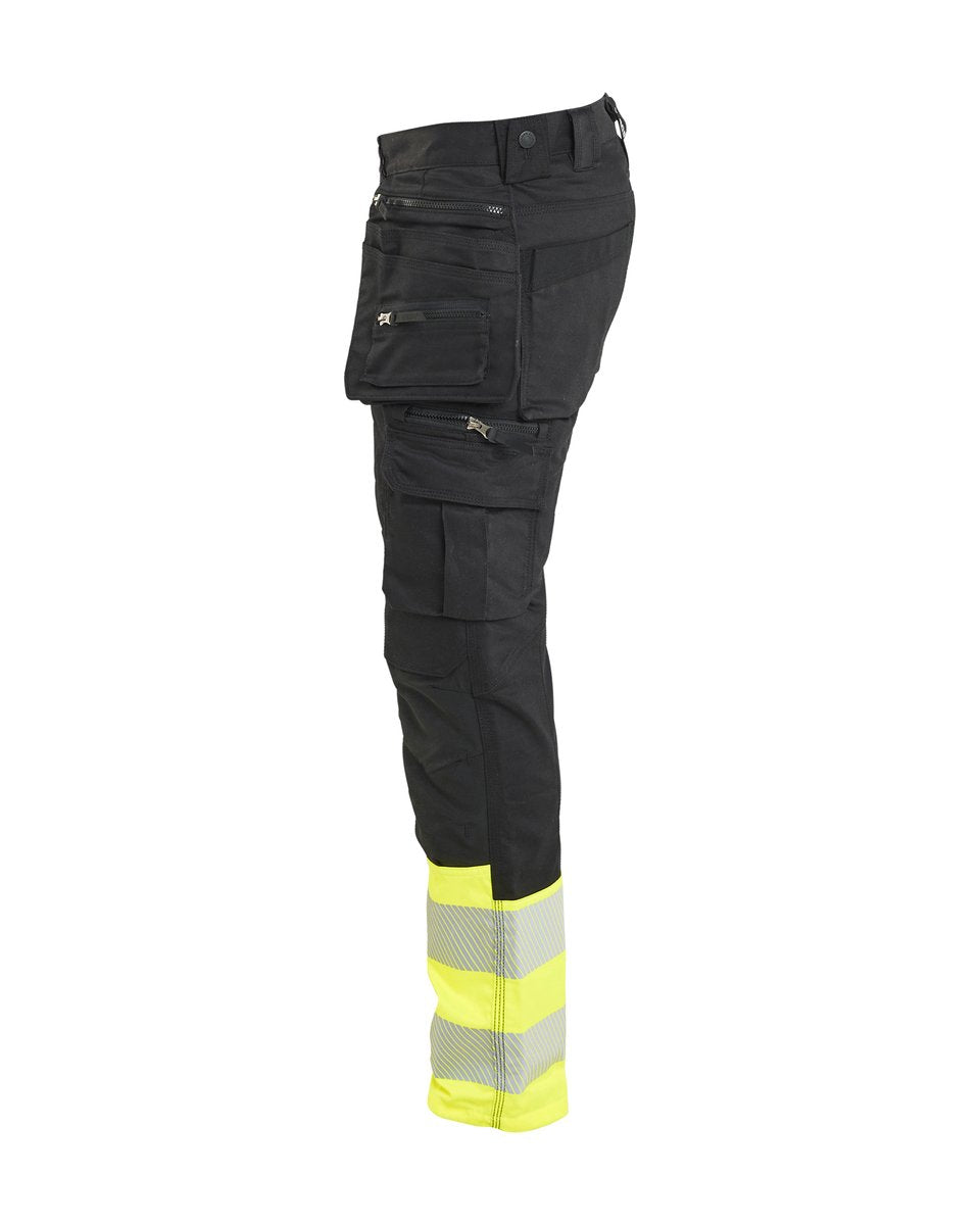 Blåkläder 1130 High Vis Werkbroek Stretch met gereedschapzakken - Zwart/High Vis Geel