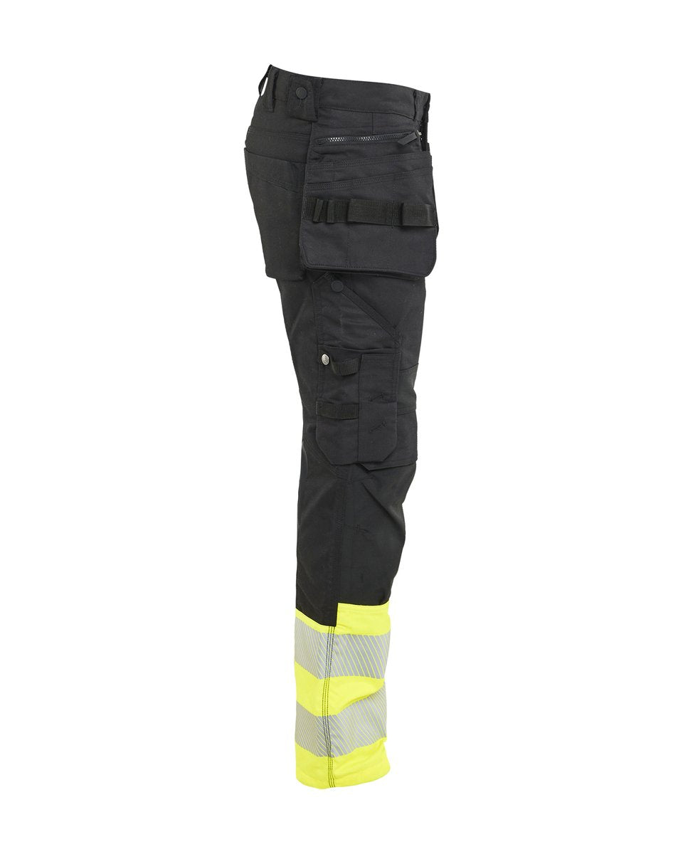 Blåkläder 1130 High Vis Werkbroek Stretch met gereedschapzakken - Zwart/High Vis Geel