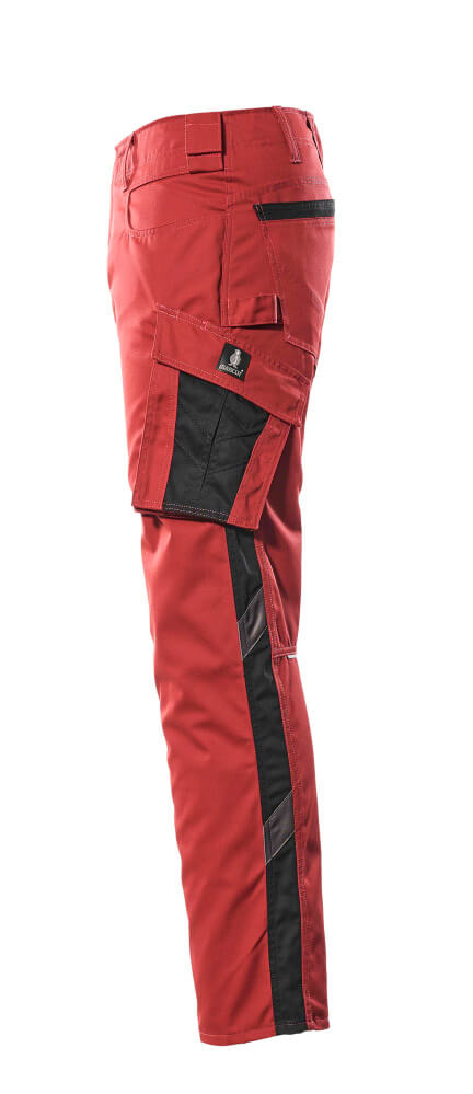MASCOT® Unique Werkbroek met dijbeenzakken licht – Rood/Zwart