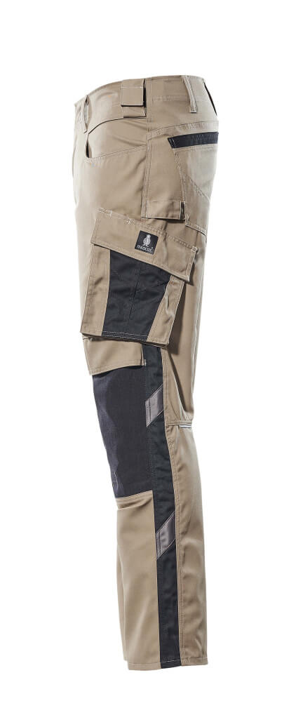 MASCOT® Unique Werkbroek met kniezakken lichtgewicht – Lichtkhaki/Zwart