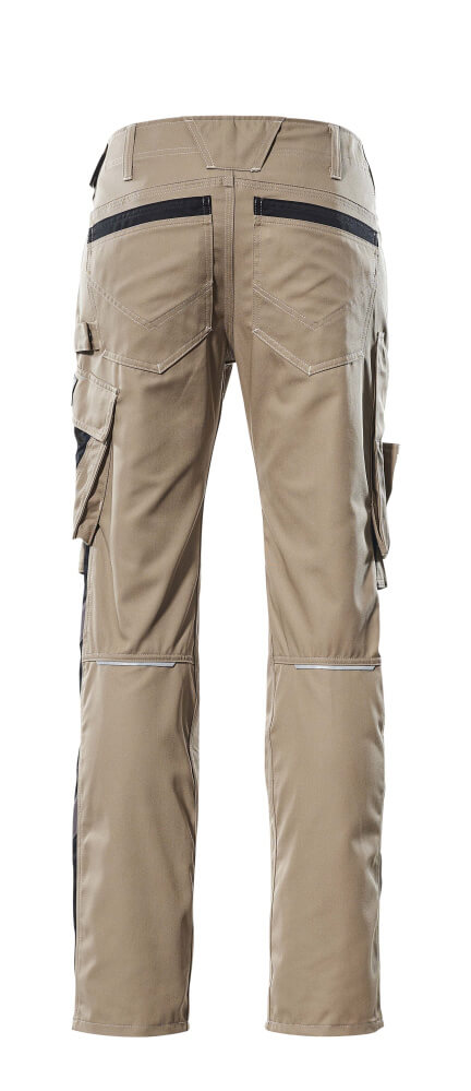 MASCOT® Unique Werkbroek met kniezakken lichtgewicht – Lichtkhaki/Zwart