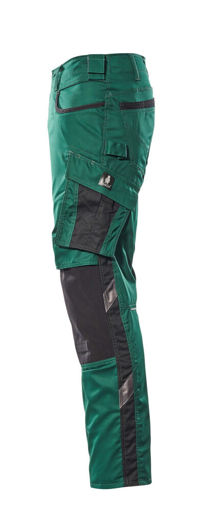 MASCOT® Unique Werkbroek met kniezakken katoenmix – Groen/Zwart