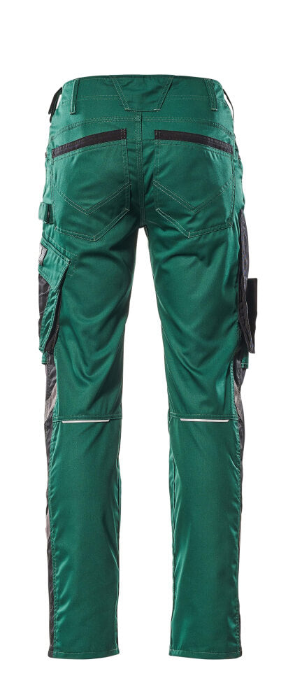 MASCOT® Unique Werkbroek met kniezakken katoenmix – Groen/Zwart