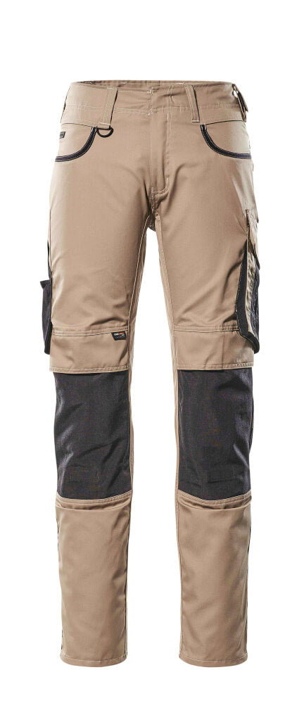 MASCOT® Unique Werkbroek met kniezakken katoenmix – Lichtkhaki/Zwart