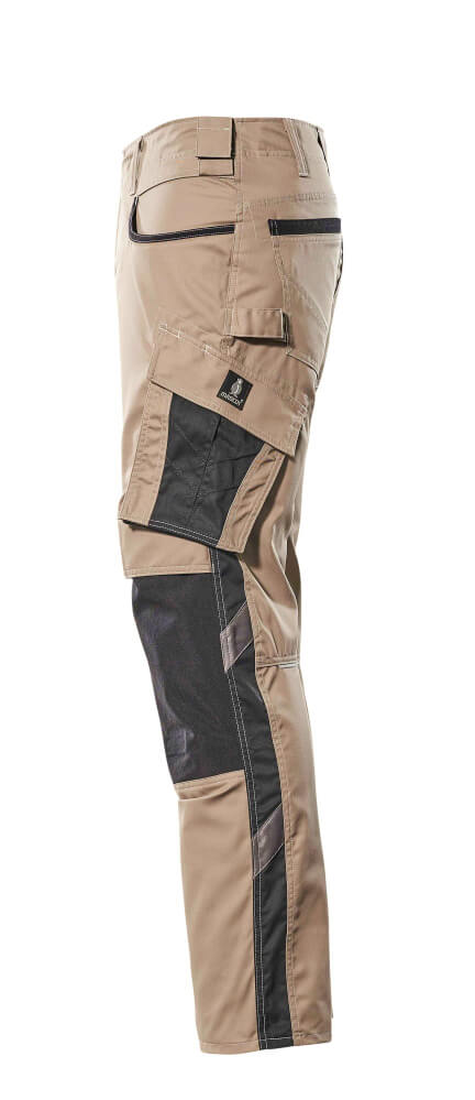 MASCOT® Unique Werkbroek met kniezakken katoenmix – Lichtkhaki/Zwart