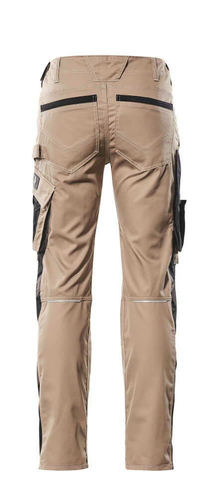 MASCOT® Unique Werkbroek met kniezakken katoenmix – Lichtkhaki/Zwart