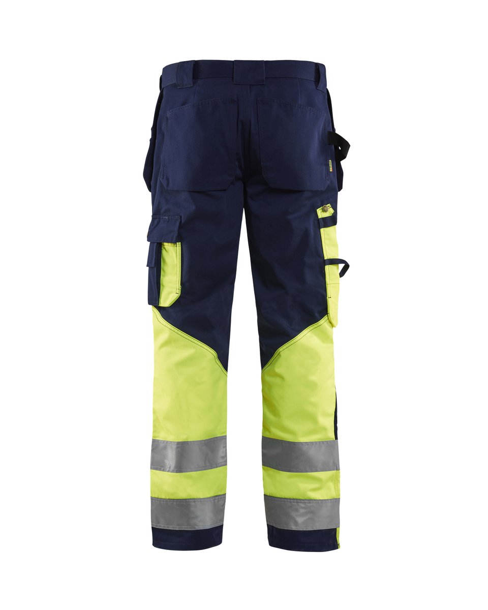 Blåkläder 15291370 High Vis Werkbroek met gereedschapszakken katoen - Marine/High Vis Geel