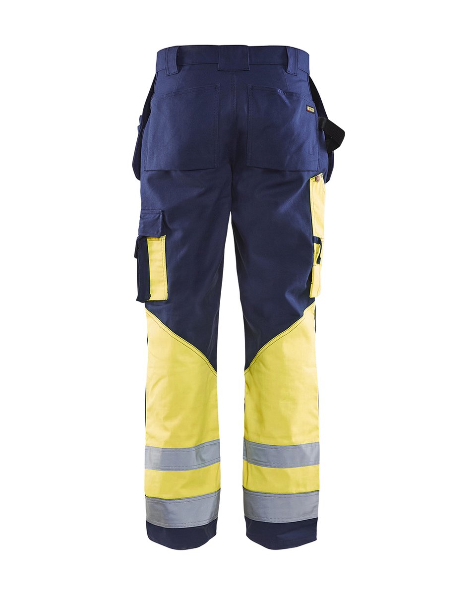 Blåkläder 15291370 High Vis Werkbroek met gereedschapszakken katoen - Marine/High Vis Geel