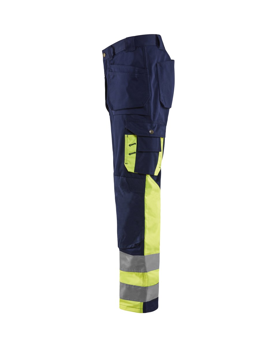 Blåkläder 15291370 High Vis Werkbroek met gereedschapszakken katoen - Marine/High Vis Geel