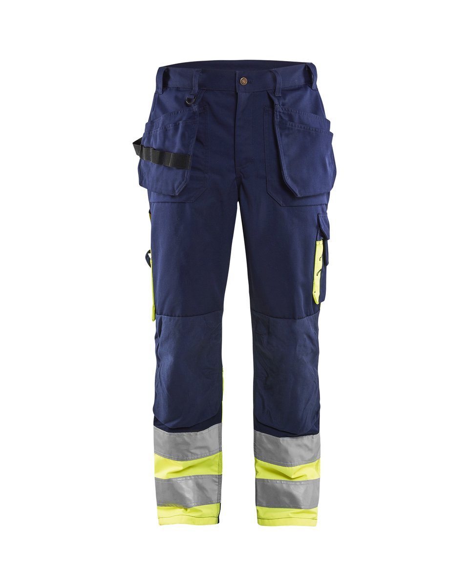 Blåkläder 15291860 High Vis Werkbroek met gereedschapszakken - Marine/High Vis Geel