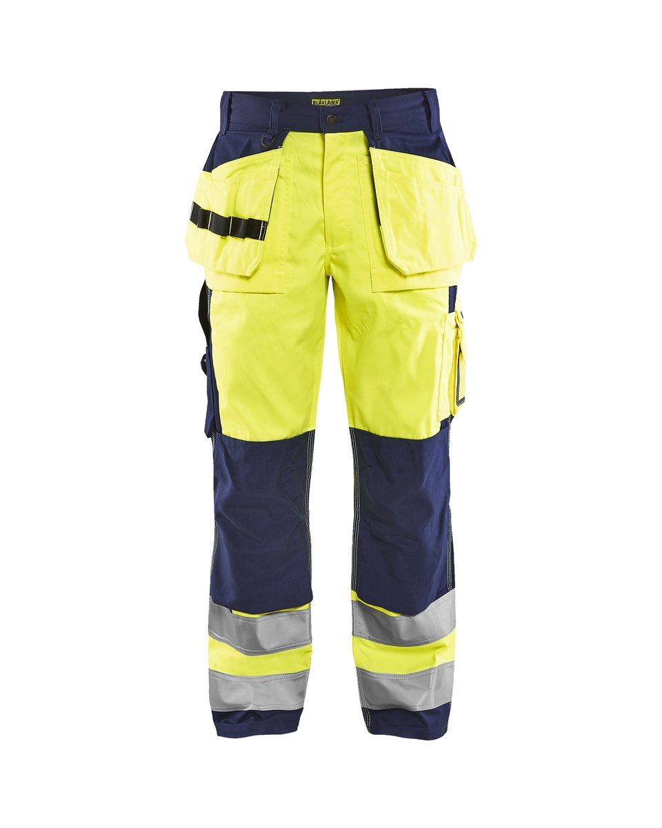 Blåkläder 1533 High Vis werkbroek met gereedschapszakken - High Vis Geel/Marineblauw