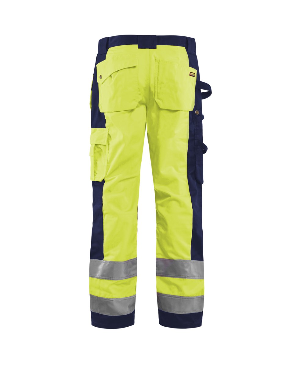 Blåkläder 1533 High Vis werkbroek met gereedschapszakken - High Vis Geel/Marineblauw