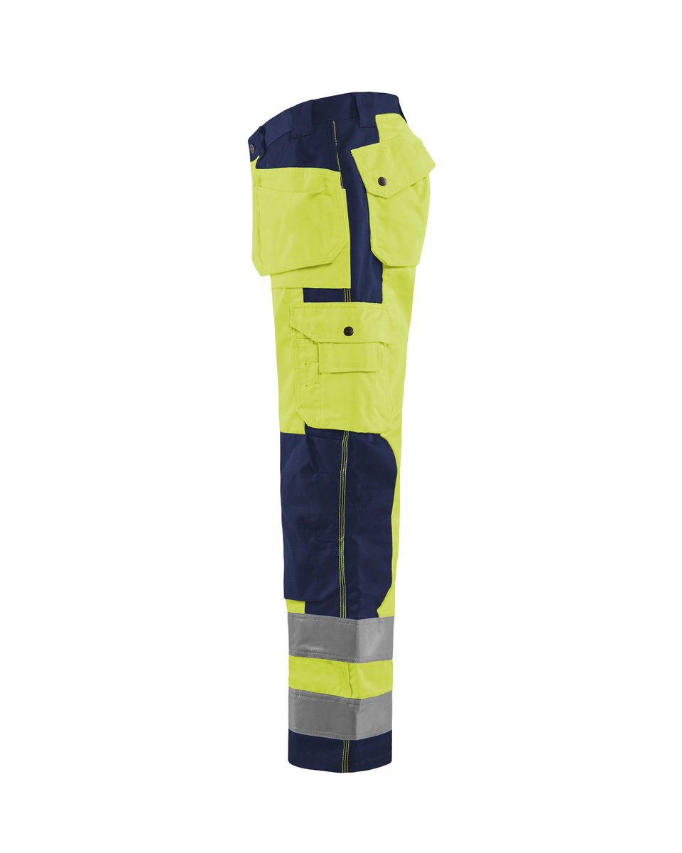 Blåkläder 1533 High Vis werkbroek met gereedschapszakken - High Vis Geel/Marineblauw