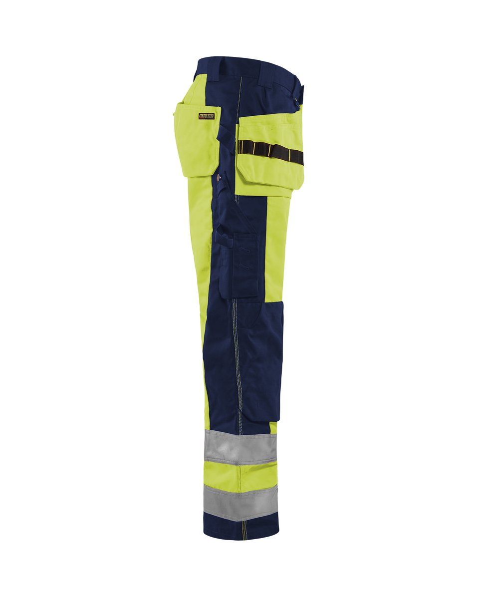Blåkläder 1533 High Vis werkbroek met gereedschapszakken - High Vis Geel/Marineblauw