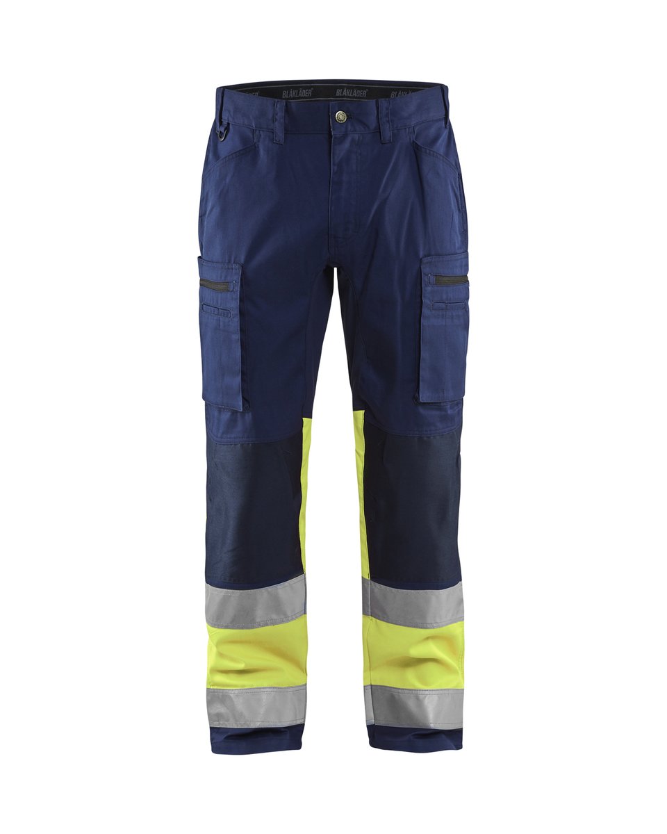 Blåkläder 1551 High Vis Werkbroek met stretch - Marine/High Vis Geel