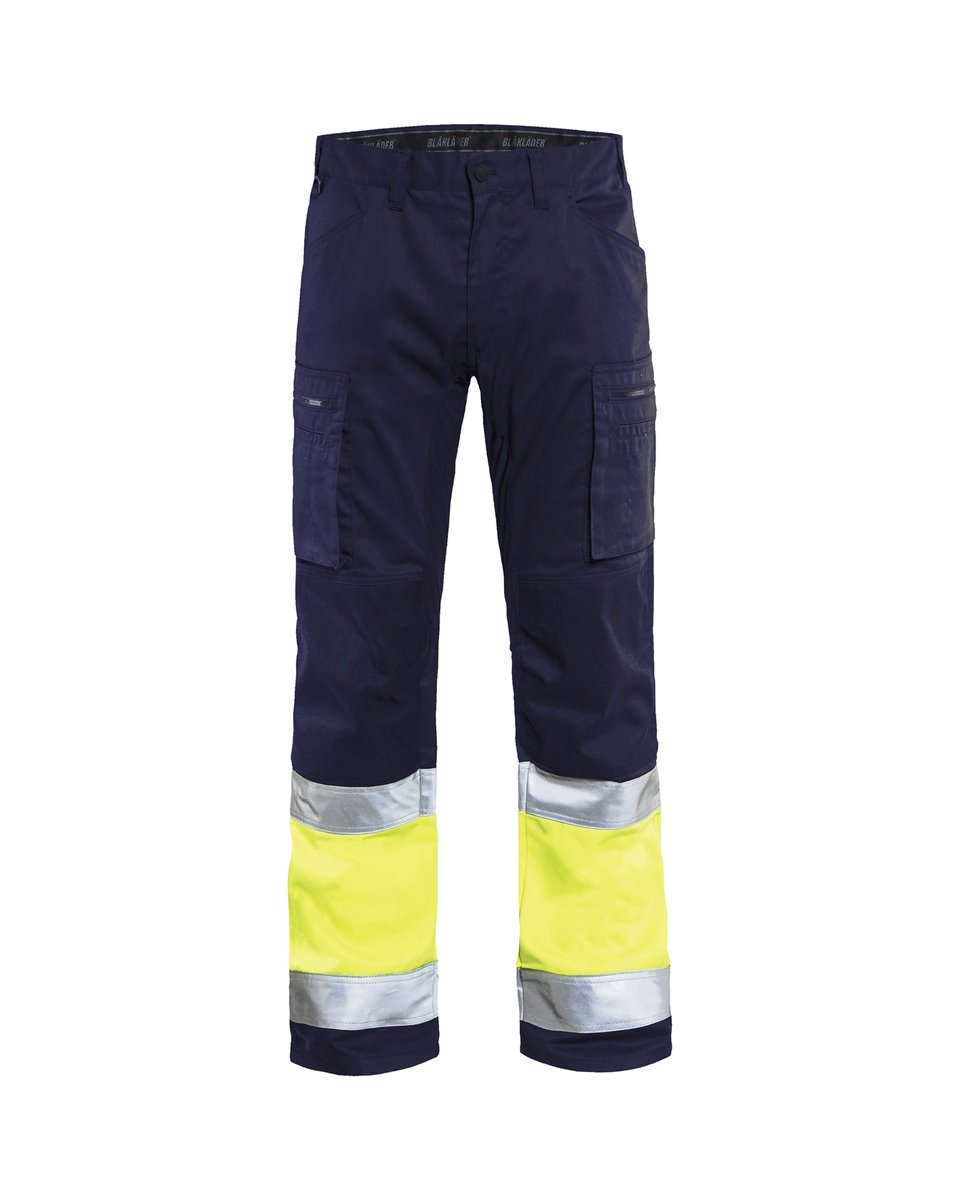 Blåkläder 1551 High Vis Werkbroek met stretch - Marine/High Vis Geel