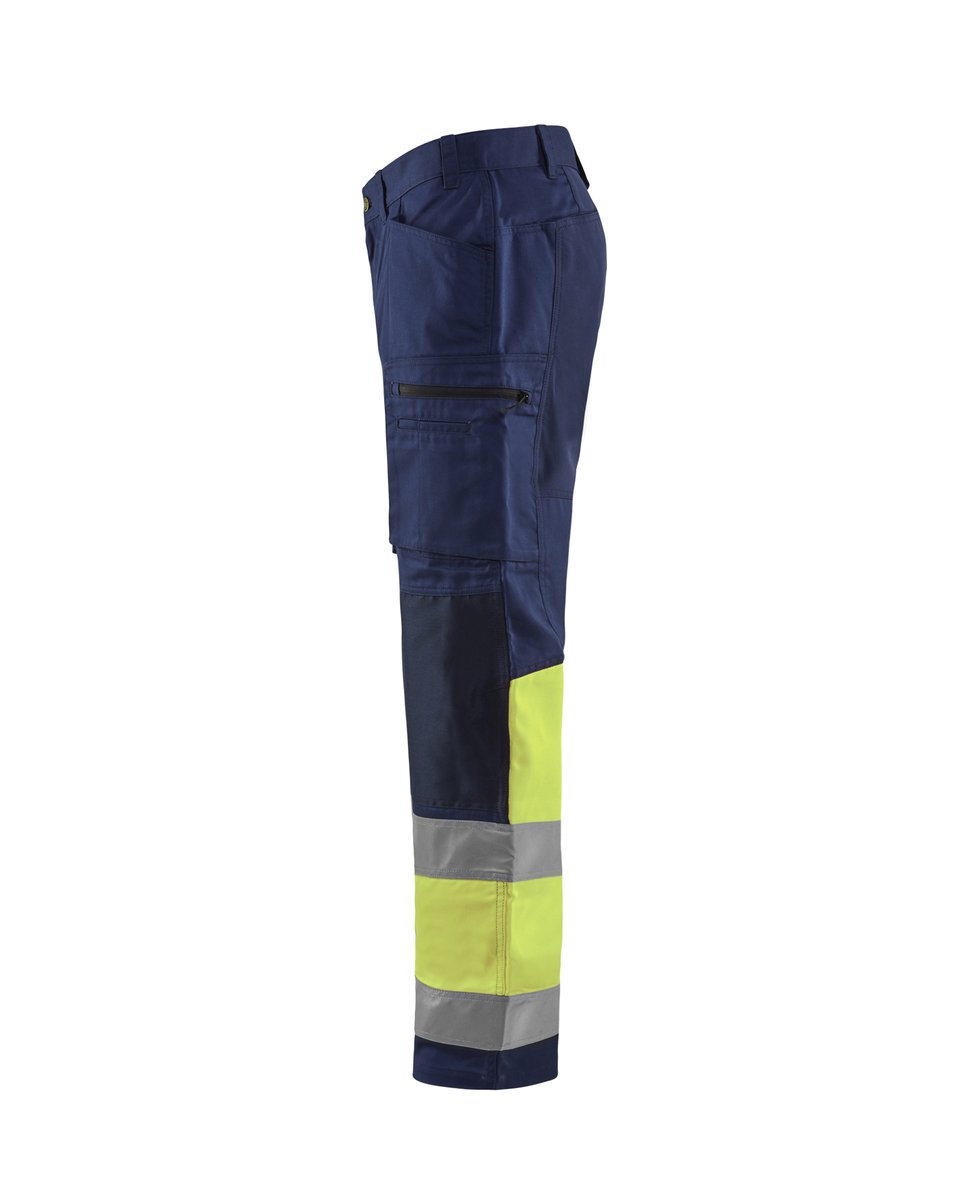 Blåkläder 1551 High Vis Werkbroek met stretch - Marine/High Vis Geel