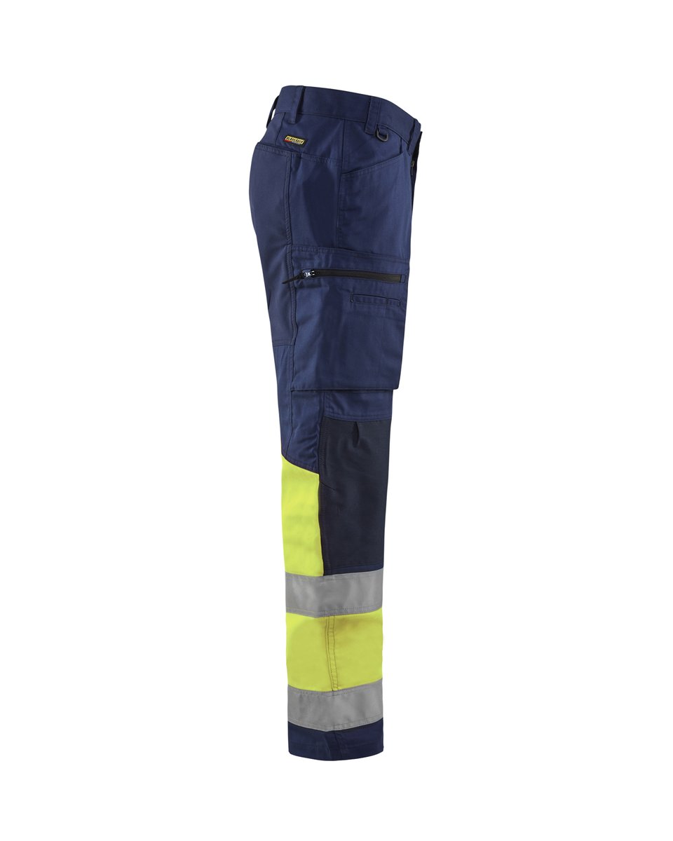 Blåkläder 1551 High Vis Werkbroek met stretch - Marine/High Vis Geel