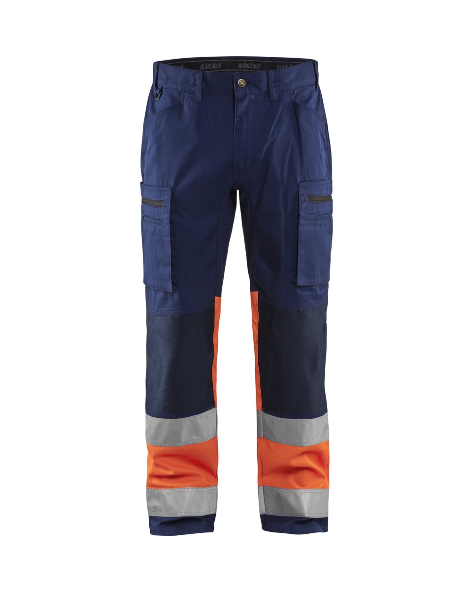 Blåkläder 1551 High Vis Werkbroek met stretch - Marineblauw/Oranje