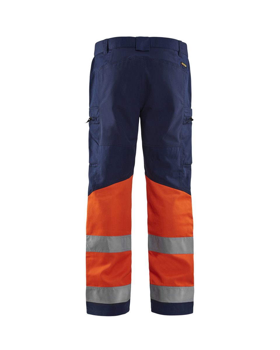 Blåkläder 1551 High Vis Werkbroek met stretch - Marineblauw/Oranje