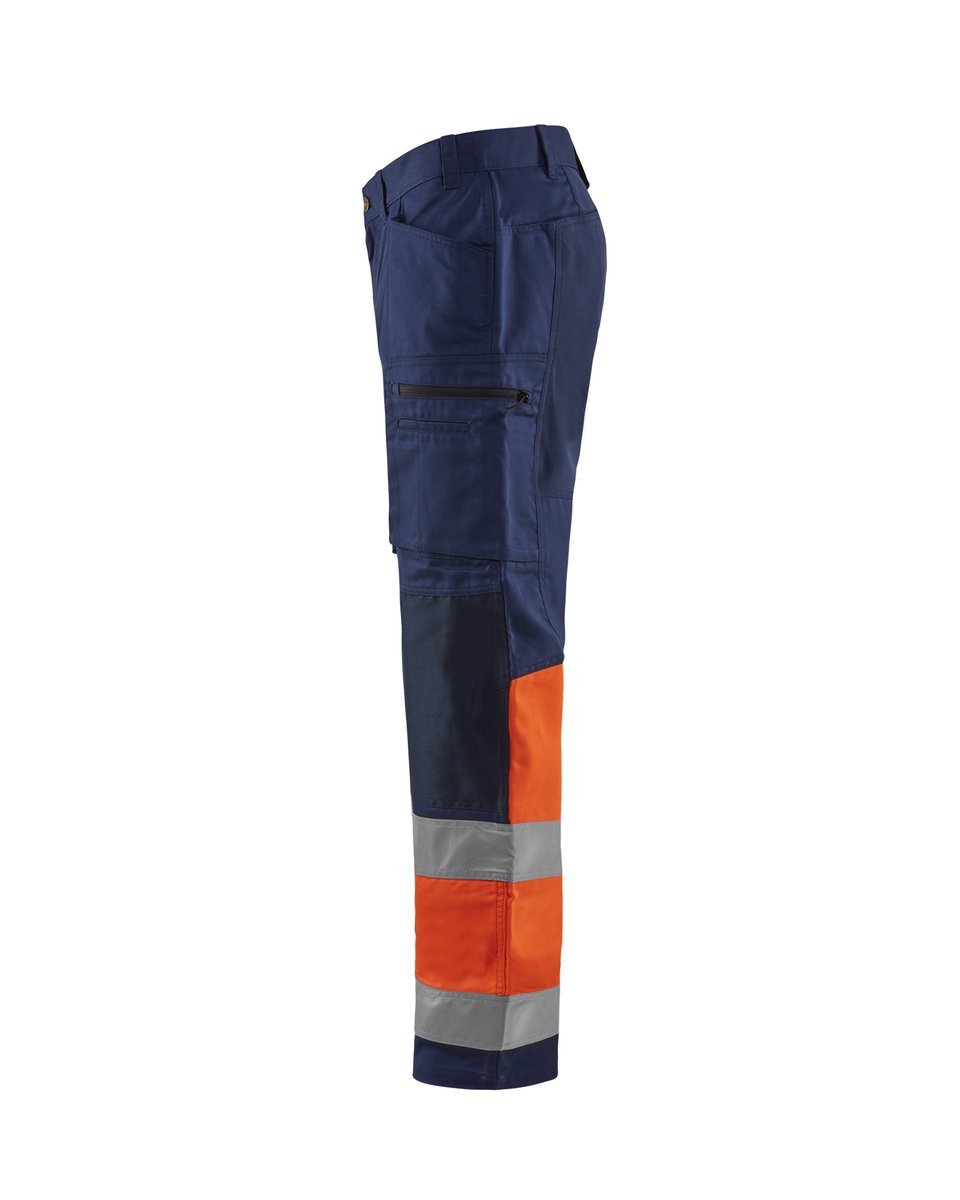 Blåkläder 1551 High Vis Werkbroek met stretch - Marineblauw/Oranje
