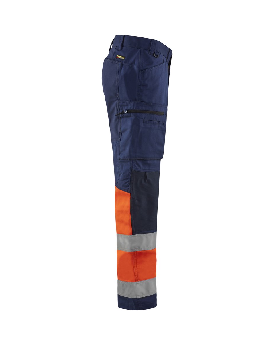 Blåkläder 1551 High Vis Werkbroek met stretch - Marineblauw/Oranje