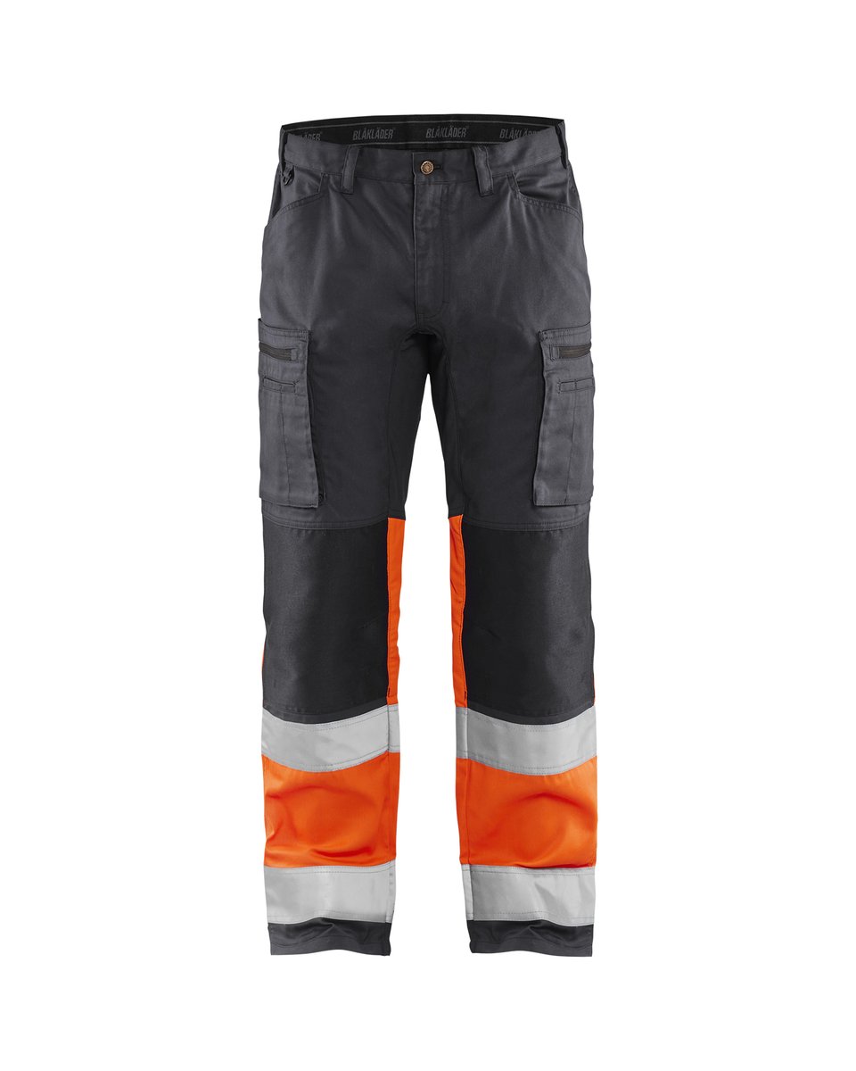 Blåkläder 1551 High Vis Werkbroek met stretch - Medium grijs/ High Vis Oranje