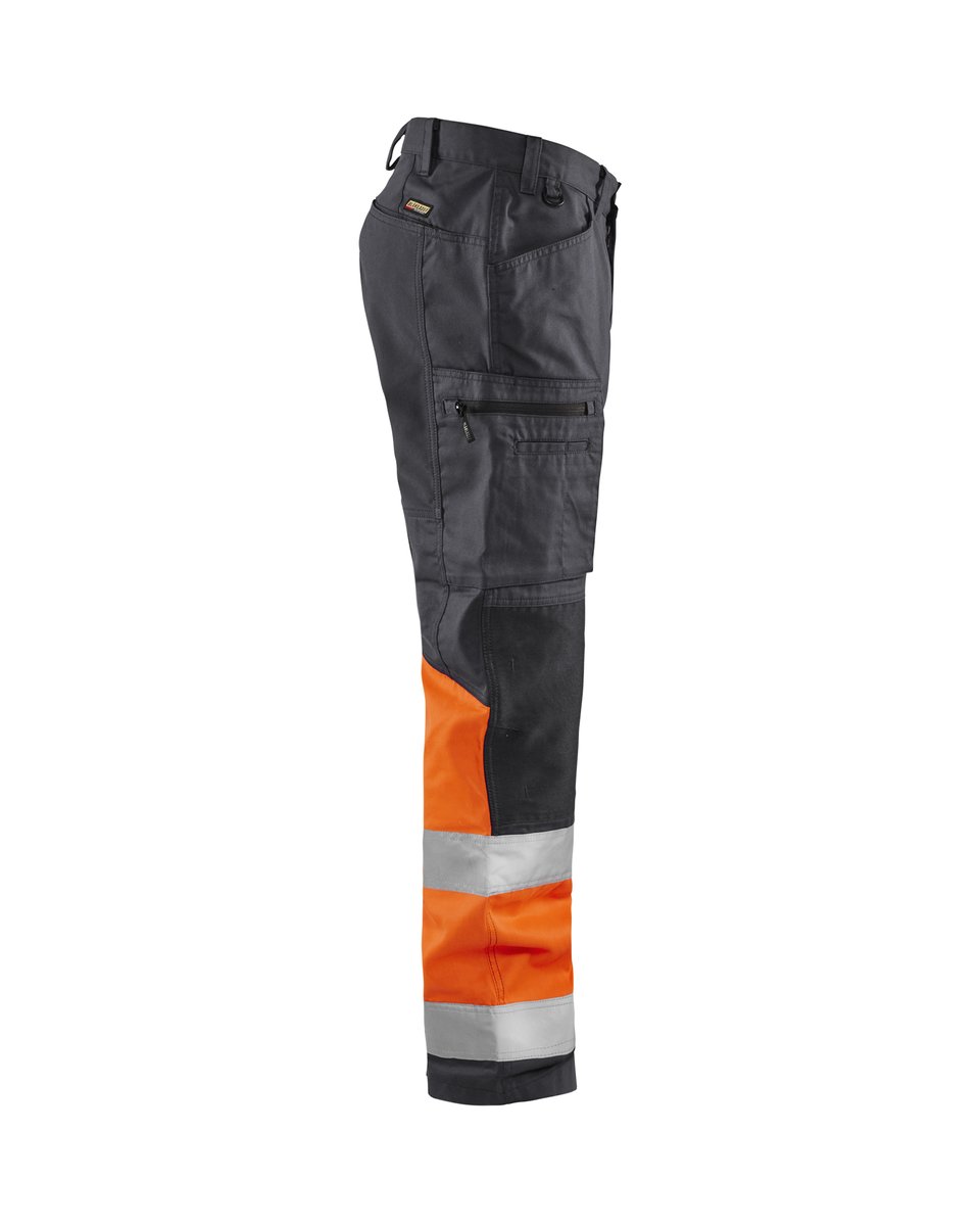 Blåkläder 1551 High Vis Werkbroek met stretch - Medium grijs/ High Vis Oranje