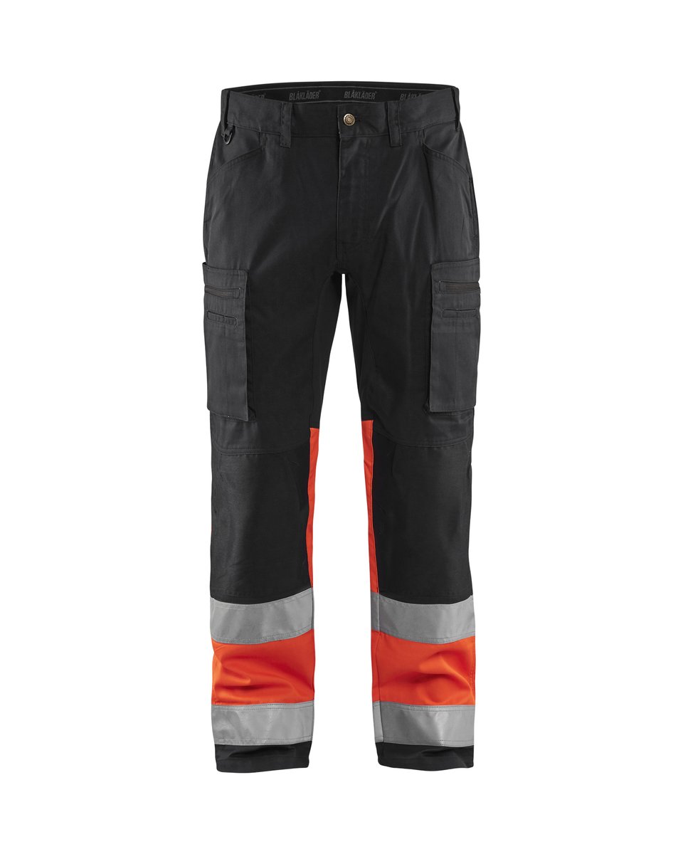 Blåkläder 1551 High Vis Werkbroek met stretch - Zwart/High Vis Rood