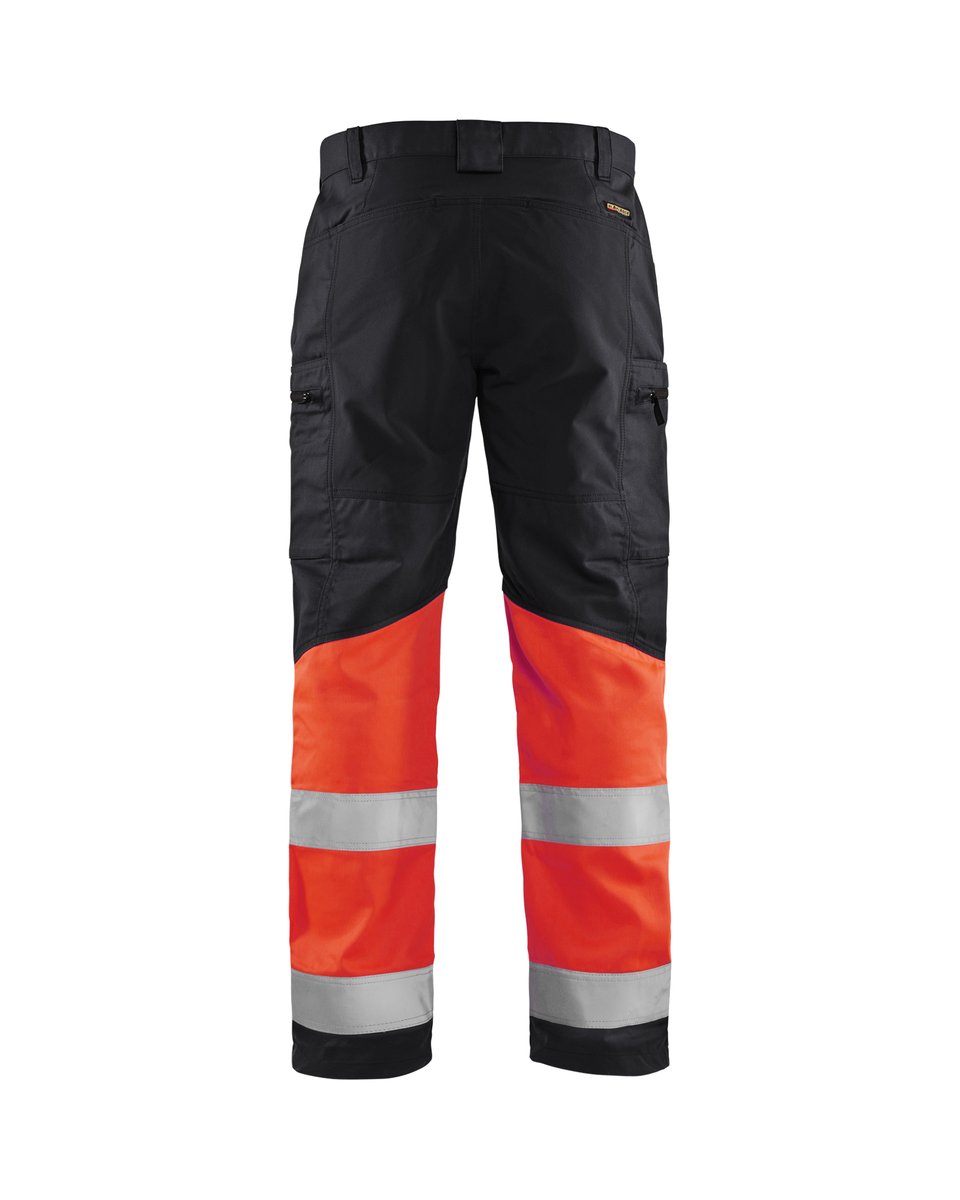 Blåkläder 1551 High Vis Werkbroek met stretch - Zwart/High Vis Rood