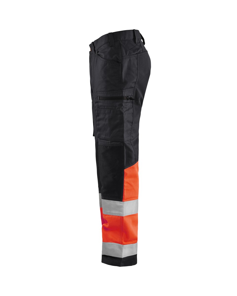 Blåkläder 1551 High Vis Werkbroek met stretch - Zwart/High Vis Rood