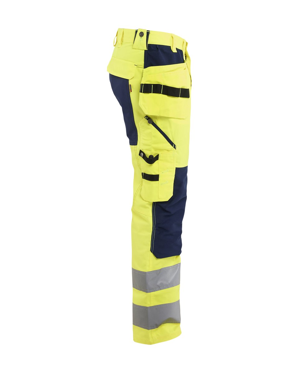 Blåkläder 1552 High Vis Werkbroek met stretch en gereedschapzakken - High Vis Geel/Marineblauw