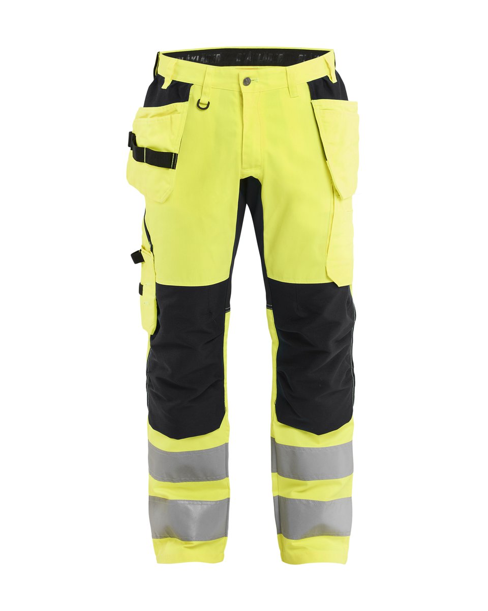 Blåkläder 1552 High Vis Werkbroek met stretch en gereedschapzakken - High Vis Geel/Zwart